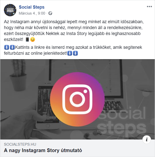 Social Steps marketing ügynökség Szeged - Facebook mérettáblázat 2019